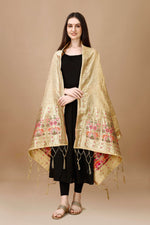 image, Minakari Floral Silk Blend Traditional Ethnic Banarasi Woven Patola Dupatta For WOMEN | DEVANGI
