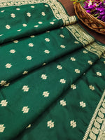 image, Green Banarasi Silk Blend Traditional Ethnic Woven Patola Dupatta For WOMEN | DEVANGI
