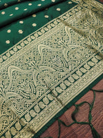 image, Green Banarasi Silk Blend Traditional Ethnic Woven Patola Dupatta For WOMEN | DEVANGI
