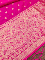 image, Pink Floral Banarasi Silk Blend Traditional Ethnic Woven Patola Dupatta For WOMEN | DEVANGI
