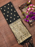 image, Black Banarasi Silk Blend Traditional Ethnic Woven Patola Dupatta For WOMEN | DEVANGI
