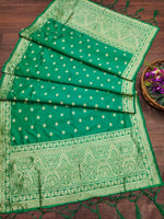 image, Green Floral Banarasi Silk Blend Traditional Ethnic Woven Patola Dupatta For WOMEN | DEVANGI
