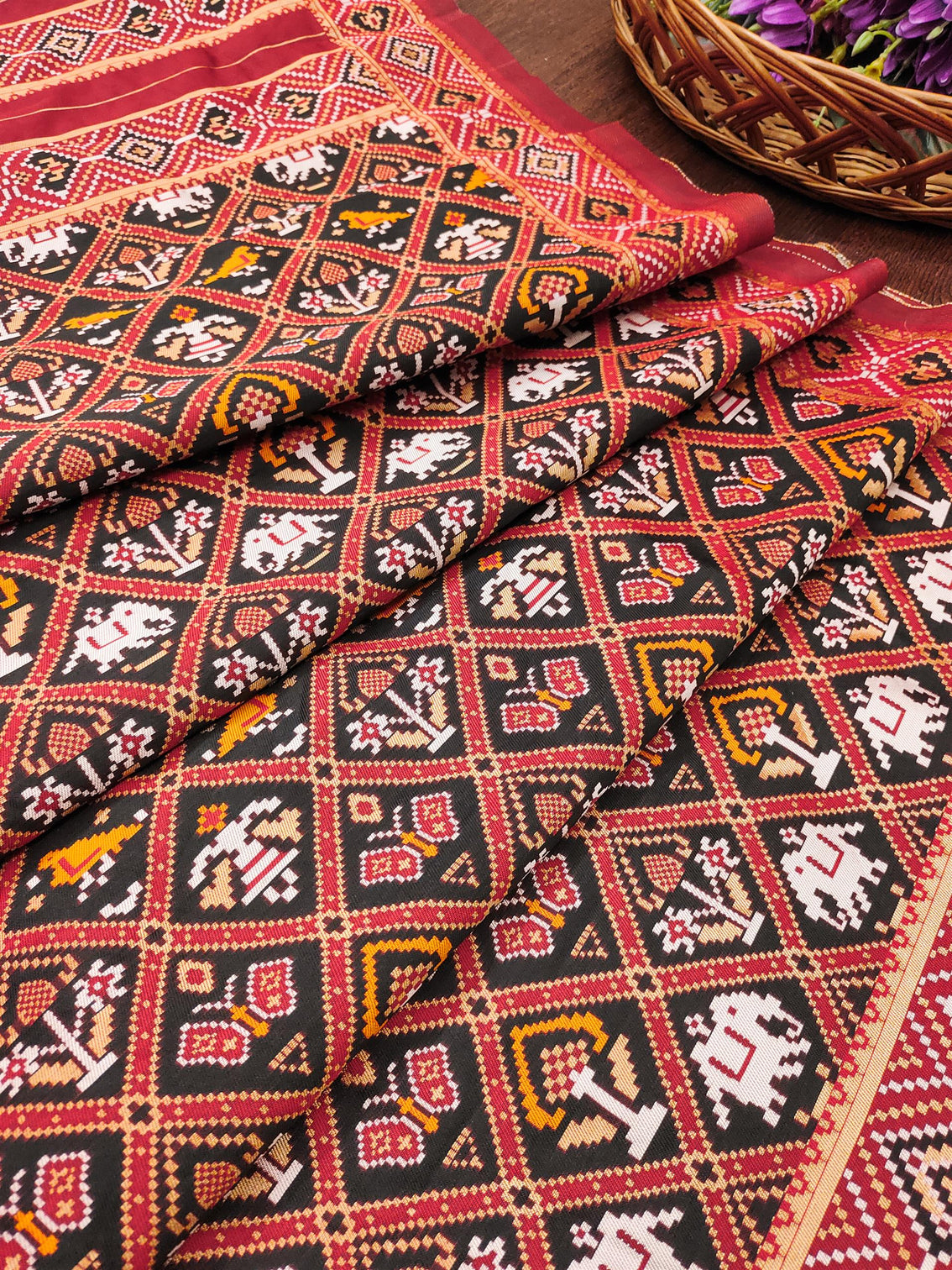 Floral Multi Color Silk Blend Traditional Ethnic Banarasi Woven Patola Dupatta For WOMEN | DEVANGI