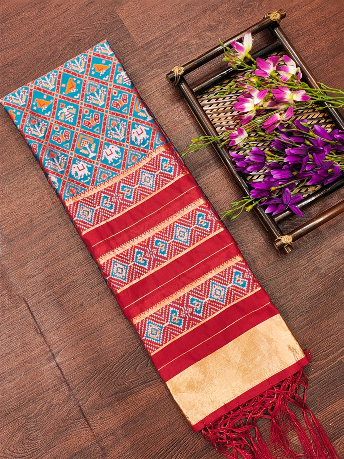 Floral Multi Color Silk Blend Traditional Ethnic Banarasi Woven Patola Dupatta For WOMEN | DEVANGI