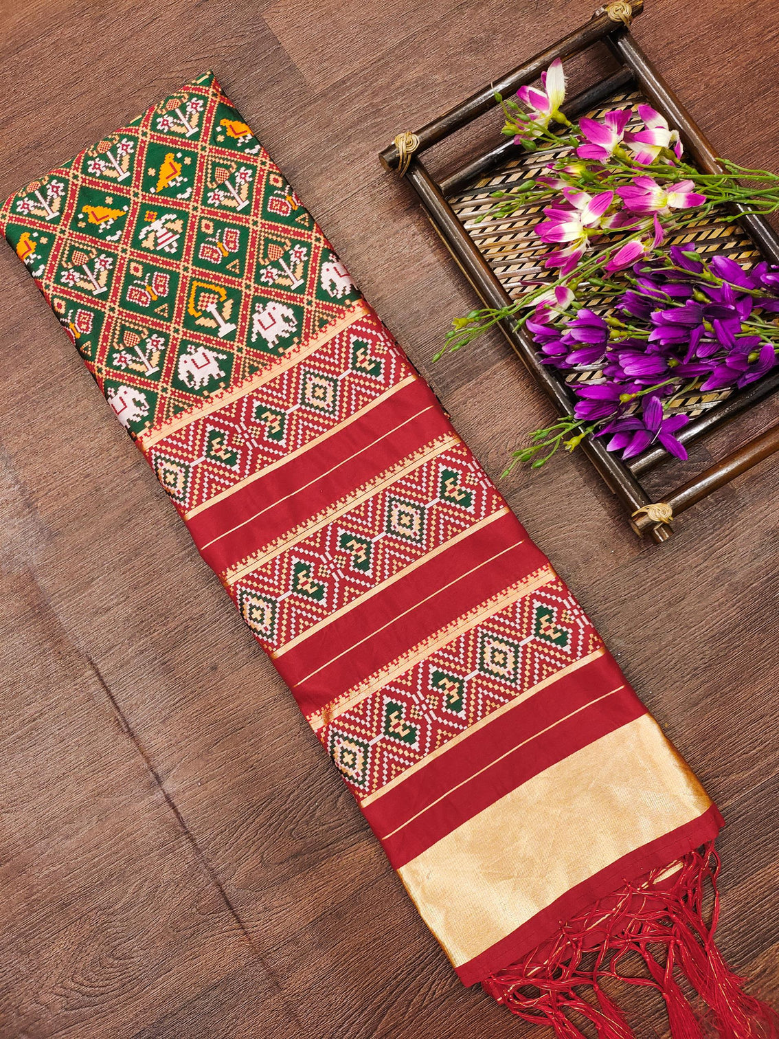 Floral Multi Silk Blend Traditional Ethnic Banarasi Woven Patola Dupatta For WOMEN | DEVANGI