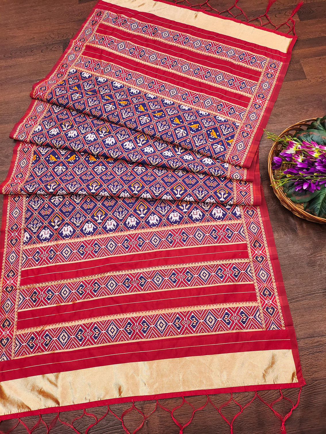 Floral Multi Color Silk Blend Traditional Ethnic Banarasi Woven Patola Dupatta For WOMEN | DEVANGI
