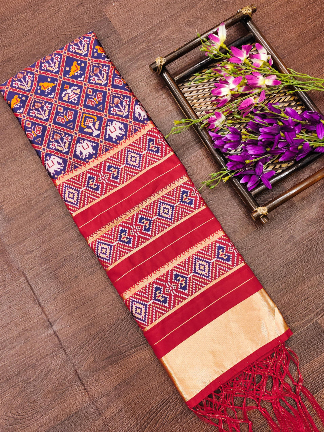 Floral Multi Color Silk Blend Traditional Ethnic Banarasi Woven Patola Dupatta For WOMEN | DEVANGI