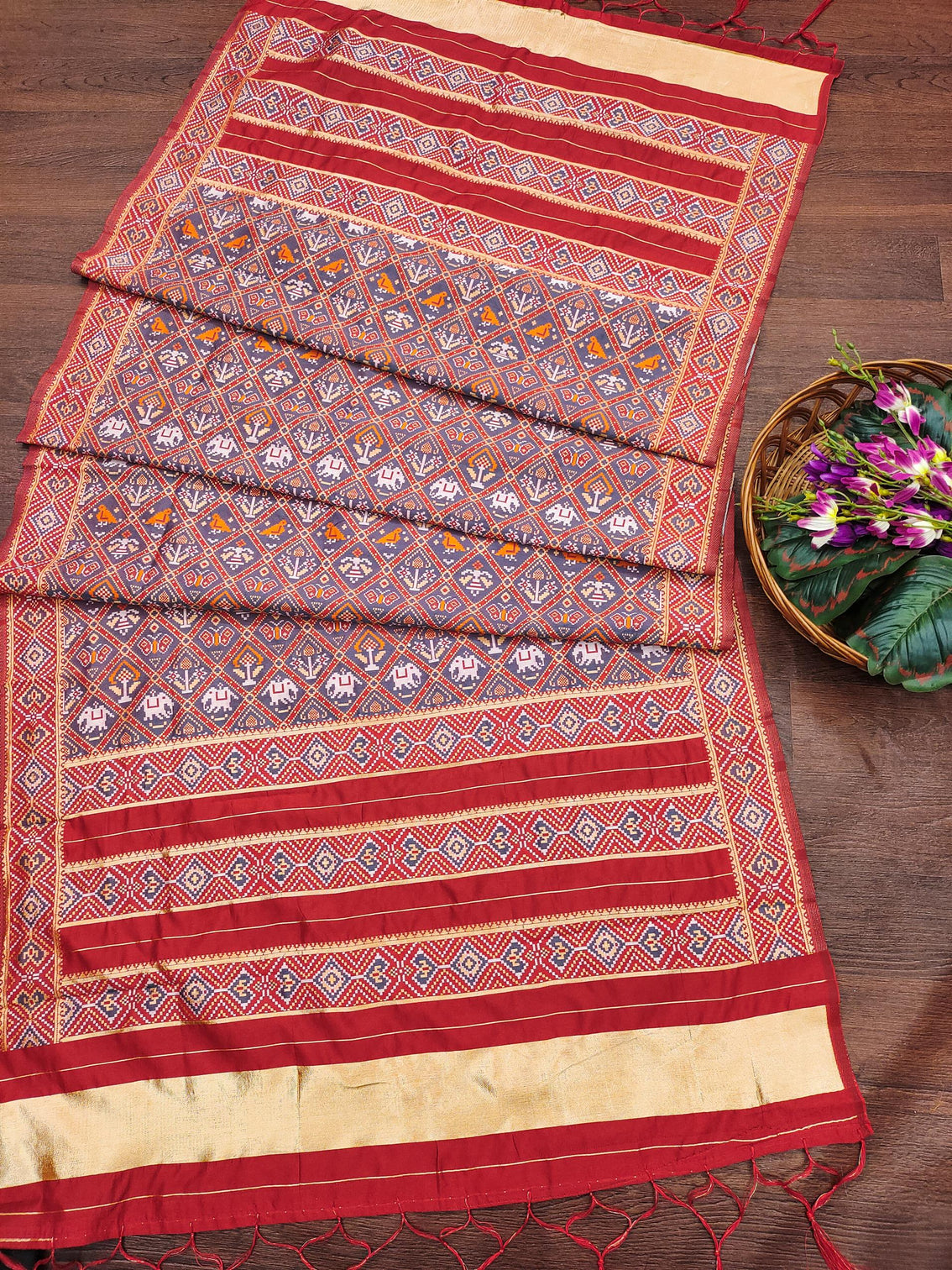 Floral Multi Color Silk Blend Traditional Ethnic Banarasi Woven Patola Dupatta For WOMEN | DEVANGI