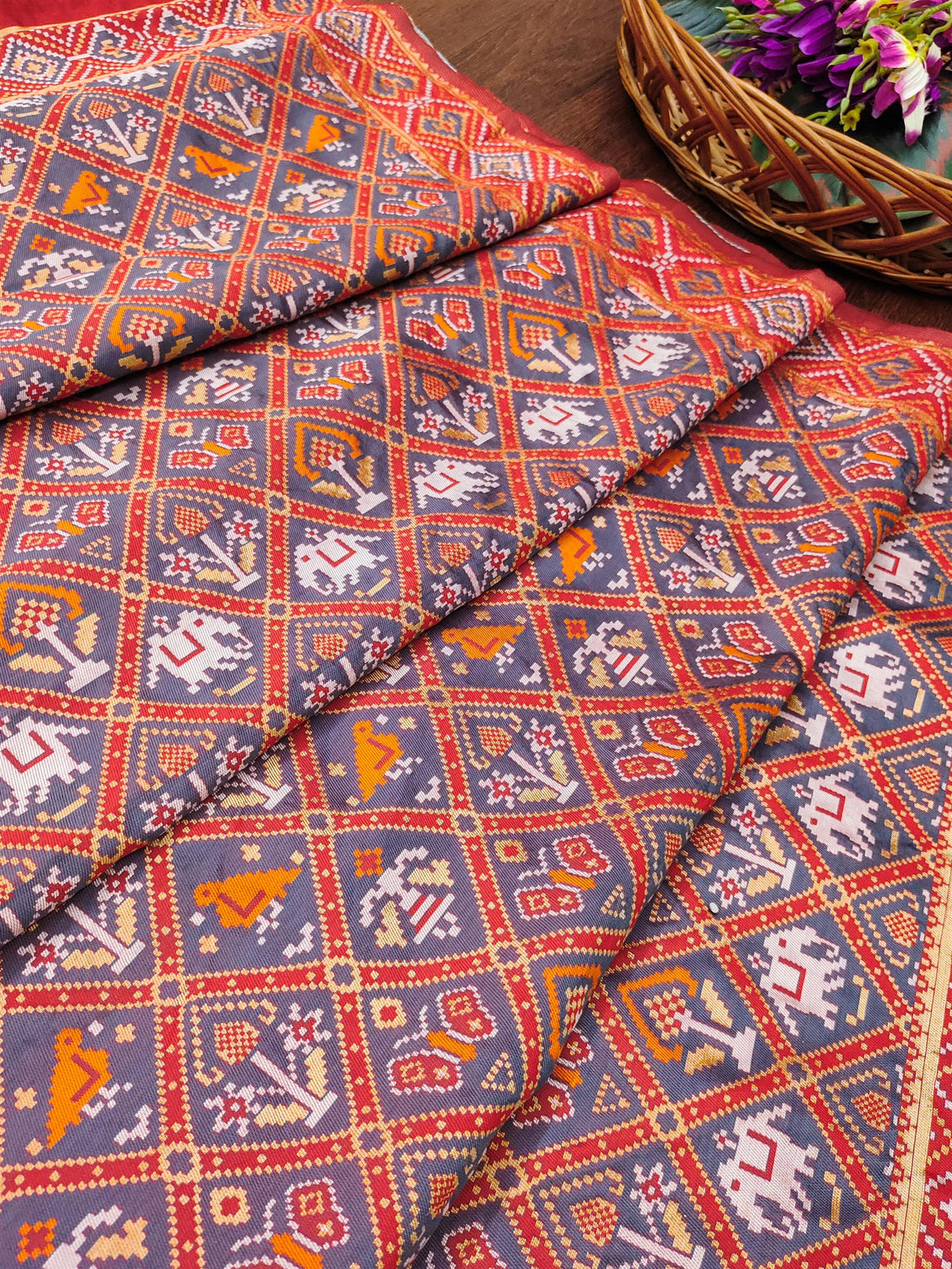 Floral Multi Color Silk Blend Traditional Ethnic Banarasi Woven Patola Dupatta For WOMEN | DEVANGI