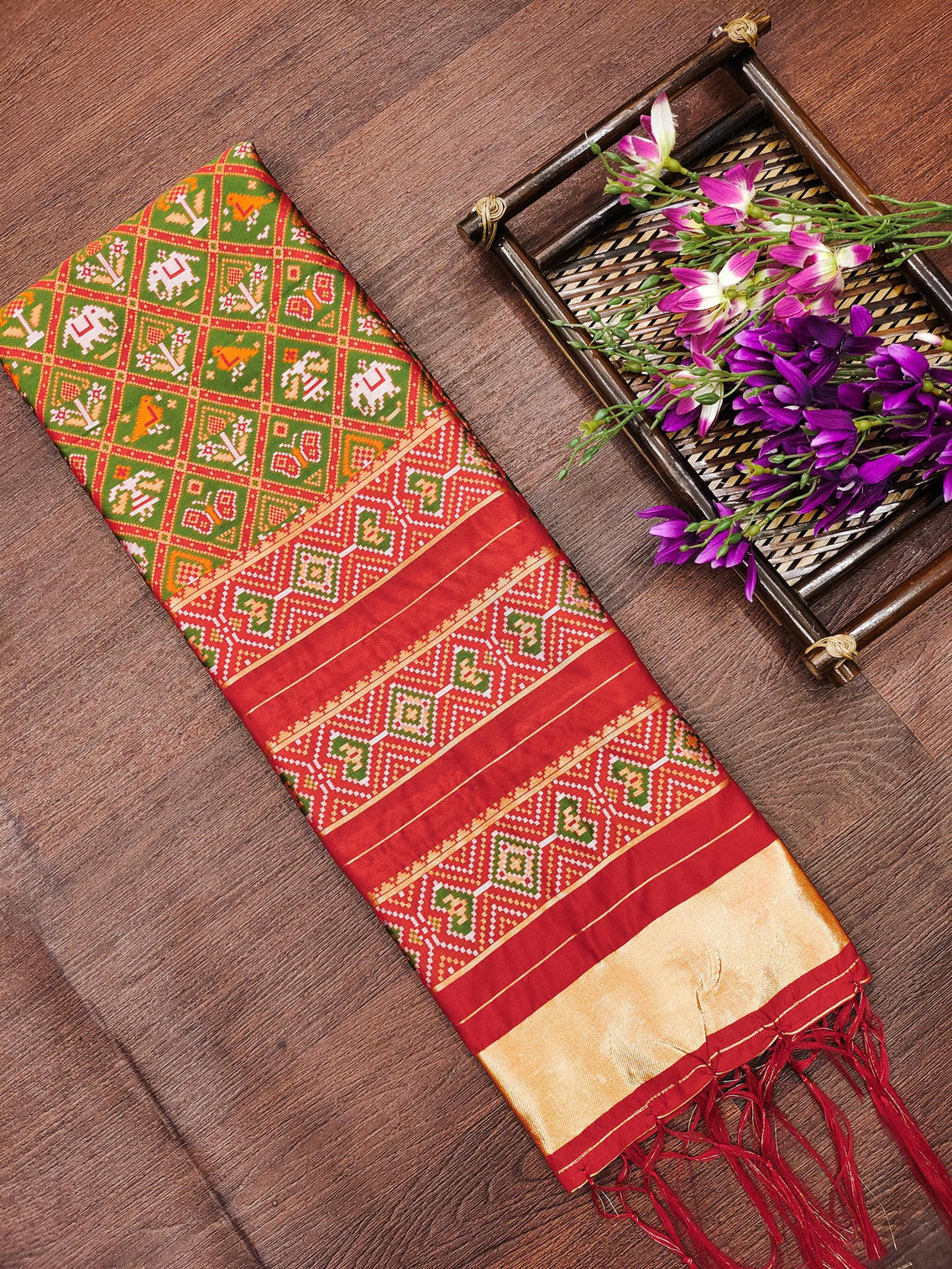 Floral Multi Color Silk Blend Traditional Ethnic Banarasi Woven Patola Dupatta For WOMEN | DEVANGI