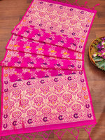 image, Pink Floral Silk Blend Traditional Ethnic Banarasi Woven Patola Dupatta For WOMEN | DEVANGI
