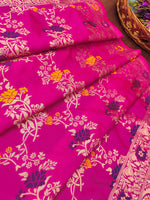 image, Pink Floral Silk Blend Traditional Ethnic Banarasi Woven Patola Dupatta For WOMEN | DEVANGI
