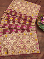 image, Maroon Floral Silk Blend Traditional Ethnic Banarasi Woven Patola Dupatta For WOMEN | DEVANGI

