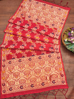 image, Red Floral Silk Blend Traditional Ethnic Banarasi Woven Patola Dupatta For WOMEN | DEVANGI
