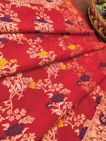 image, Red Floral Silk Blend Traditional Ethnic Banarasi Woven Patola Dupatta For WOMEN | DEVANGI
