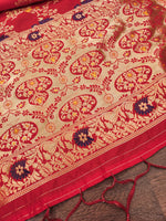 image, Red Floral Silk Blend Traditional Ethnic Banarasi Woven Patola Dupatta For WOMEN | DEVANGI
