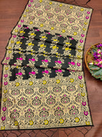 image, Black Floral Silk Blend Traditional Ethnic Banarasi Woven Patola Dupatta For WOMEN | DEVANGI
