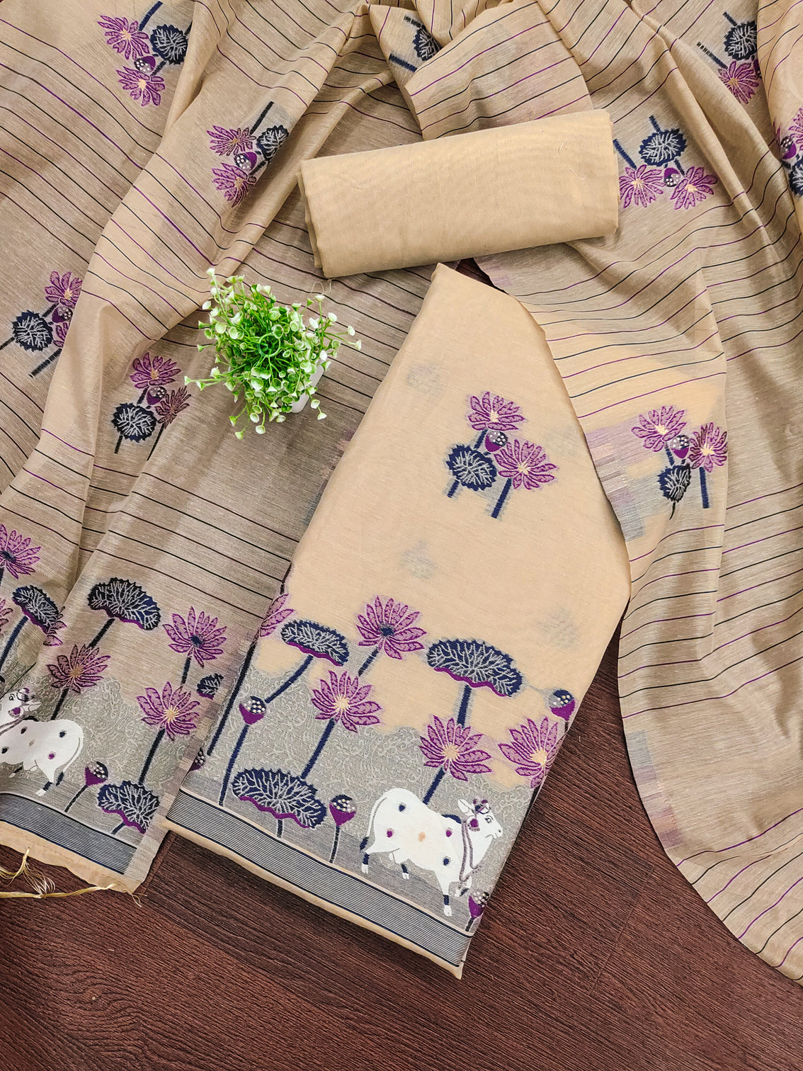 DEVANGI Cotton Silk Unstitched Salwar Suit Dress Material With Dupatta