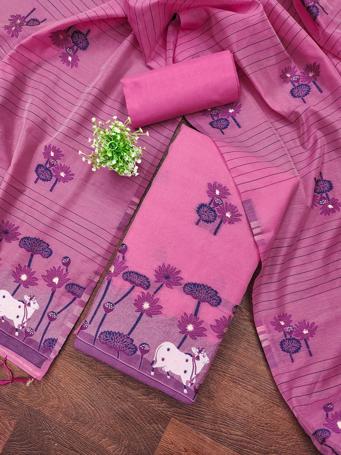 DEVANGI Cotton Silk Unstitched Salwar Suit Dress Material With Dupatta