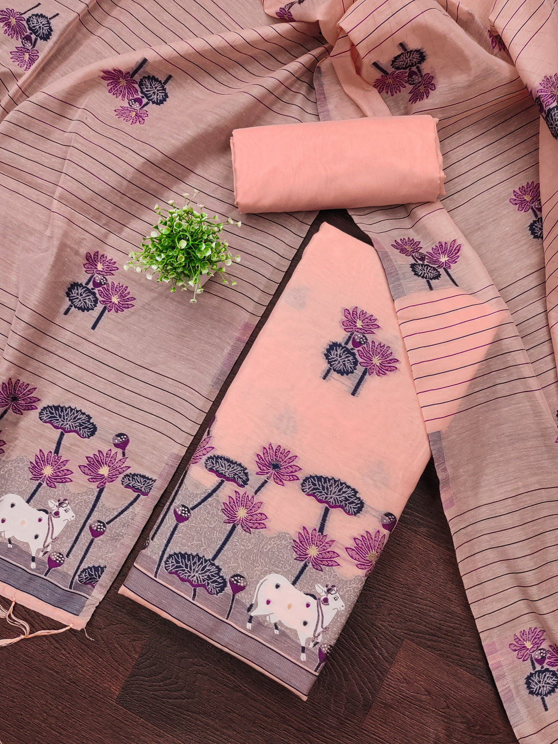 DEVANGI Cotton Silk Unstitched Salwar Suit Dress Material With Dupatta