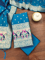 image, Silk Banarasi Patola woven Unstitched Salwar Suit Dress Material With Dupatta | DEVANGI
