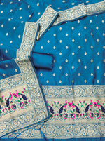 image, Silk Banarasi Patola woven Unstitched Salwar Suit Dress Material With Dupatta | DEVANGI
