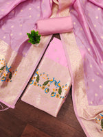 image, Silk Banarasi Patola woven Unstitched Salwar Suit Dress Material With Dupatta | DEVANGI
