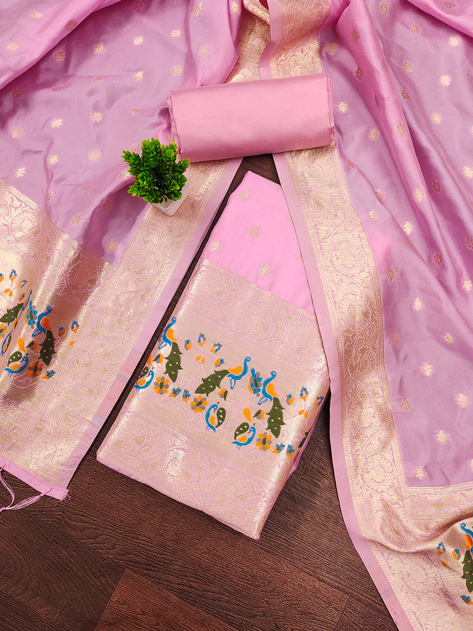 Silk Banarasi Patola woven Unstitched Salwar Suit Dress Material With Dupatta | DEVANGI