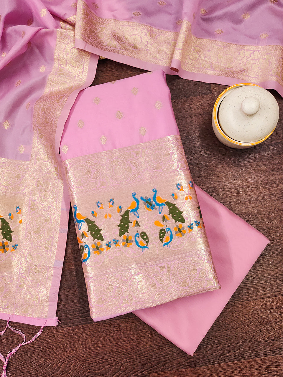 Silk Banarasi Patola woven Unstitched Salwar Suit Dress Material With Dupatta | DEVANGI