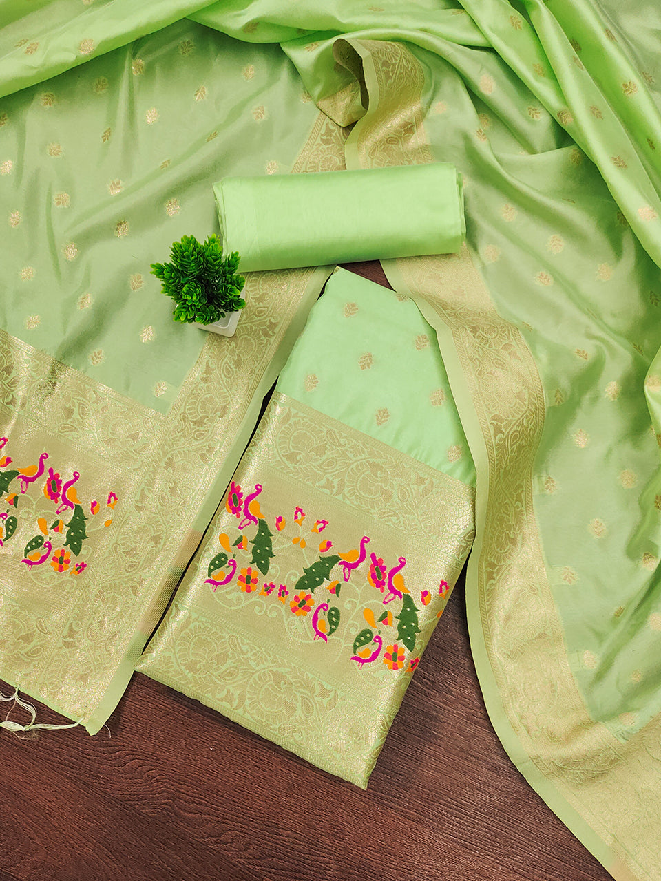 Silk Banarasi Patola woven Unstitched Salwar Suit Dress Material With Dupatta | DEVANGI