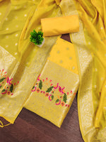 image, Silk Banarasi Patola woven Unstitched Salwar Suit Dress Material With Dupatta | DEVANGI
