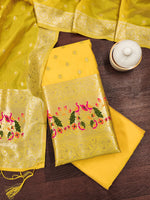 image, Silk Banarasi Patola woven Unstitched Salwar Suit Dress Material With Dupatta | DEVANGI

