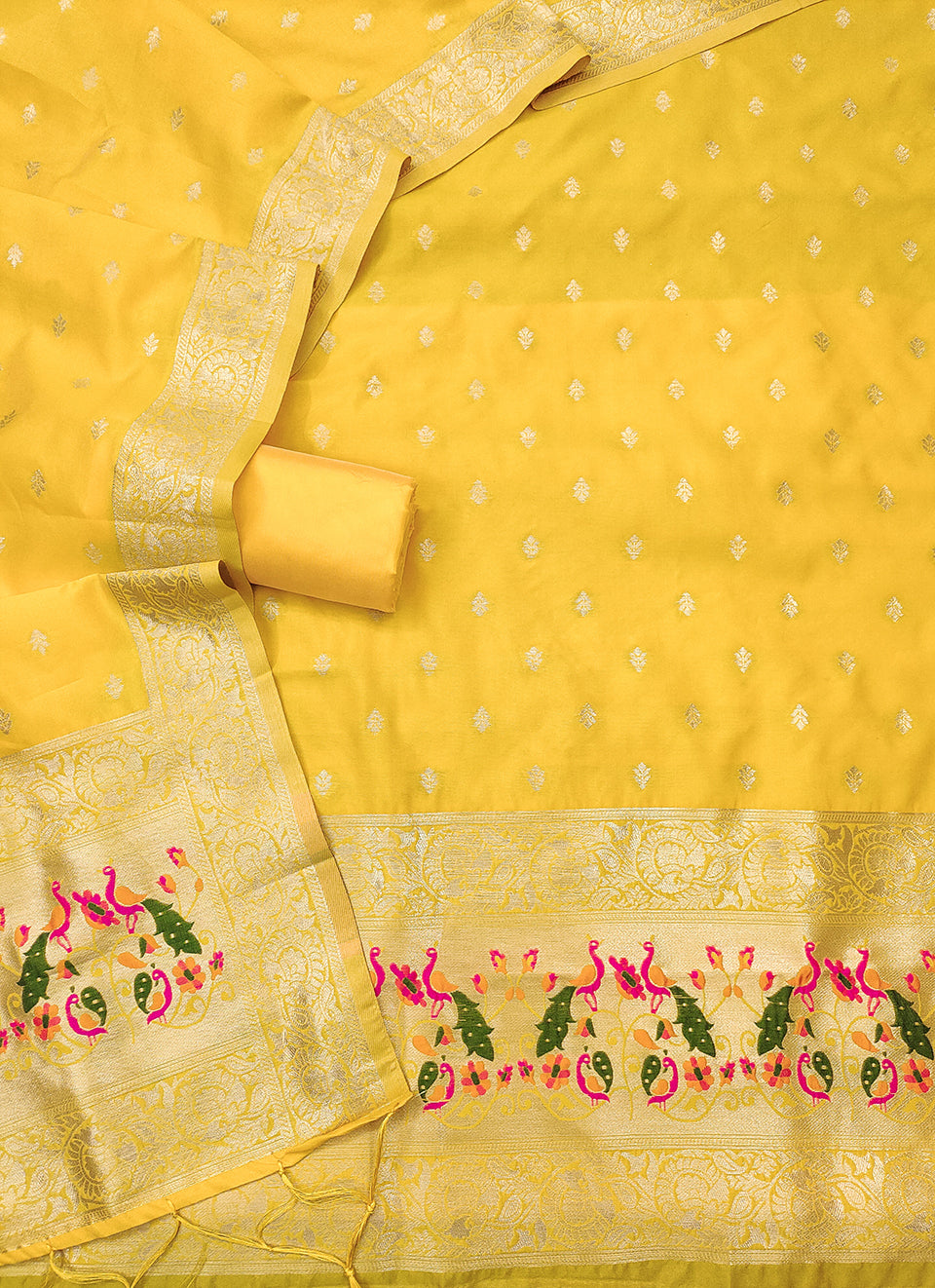 Silk Banarasi Patola woven Unstitched Salwar Suit Dress Material With Dupatta | DEVANGI
