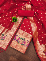 image, Silk Banarasi Patola woven Unstitched Salwar Suit Dress Material With Dupatta | DEVANGI
