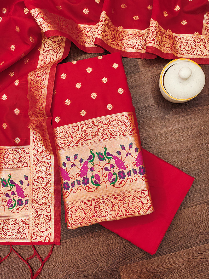 Silk Banarasi Patola woven Unstitched Salwar Suit Dress Material With Dupatta | DEVANGI