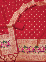 image, Silk Banarasi Patola woven Unstitched Salwar Suit Dress Material With Dupatta | DEVANGI
