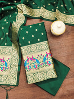 image, Silk Banarasi Patola woven Unstitched Salwar Suit Dress Material With Dupatta | DEVANGI
