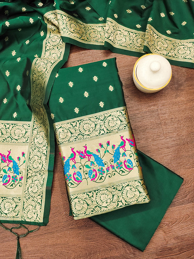 Silk Banarasi Patola woven Unstitched Salwar Suit Dress Material With Dupatta | DEVANGI