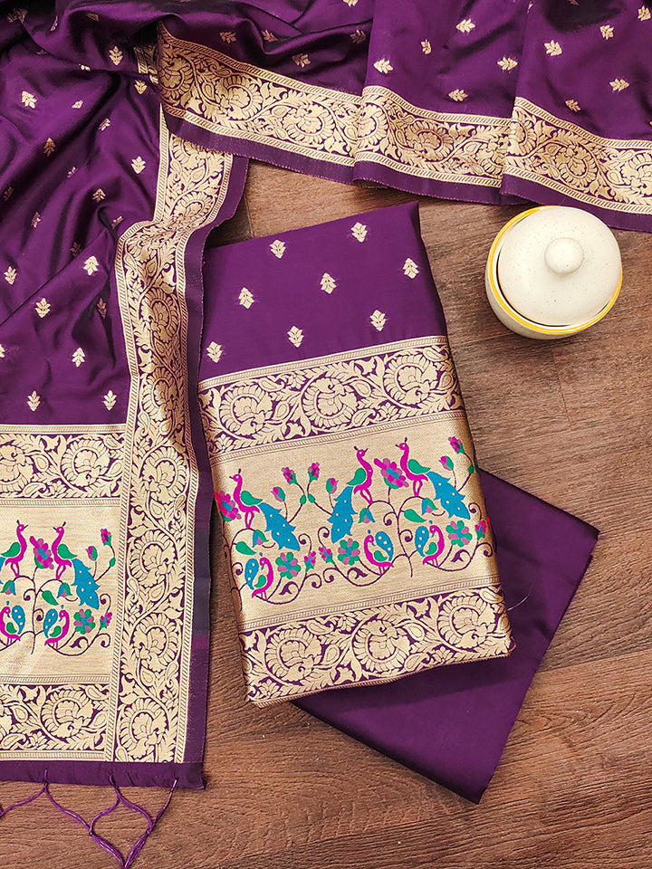 Silk Banarasi Patola woven Unstitched Salwar Suit Dress Material With Dupatta | DEVANGI