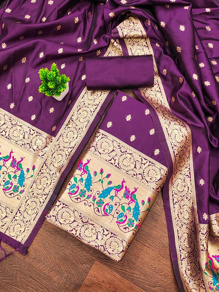Silk Banarasi Patola woven Unstitched Salwar Suit Dress Material With Dupatta | DEVANGI