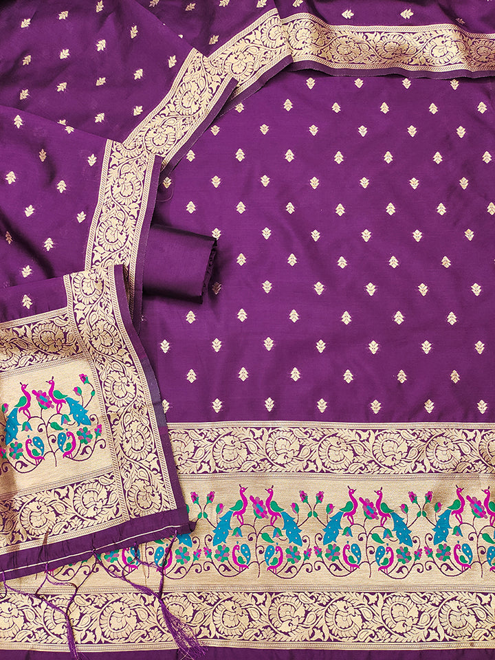 Silk Banarasi Patola woven Unstitched Salwar Suit Dress Material With Dupatta | DEVANGI