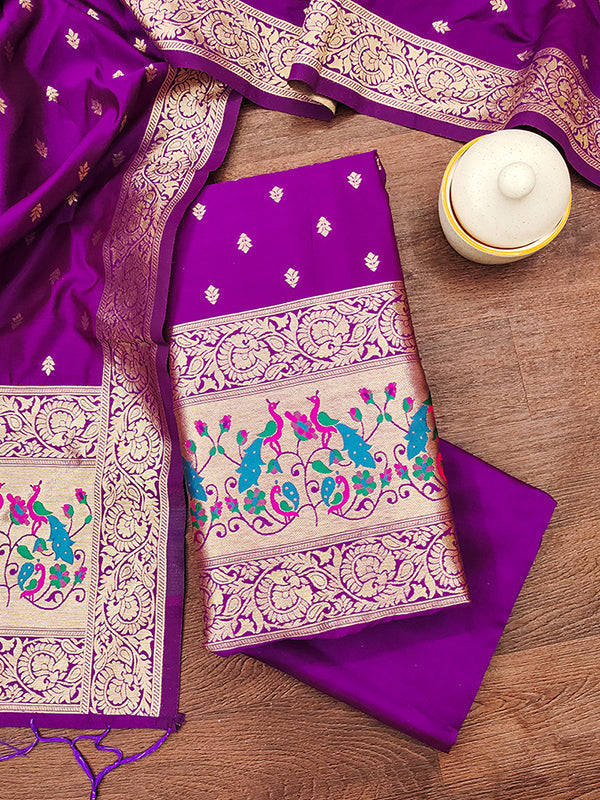Silk Banarasi Patola woven Unstitched Salwar Suit Dress Material With Dupatta | DEVANGI