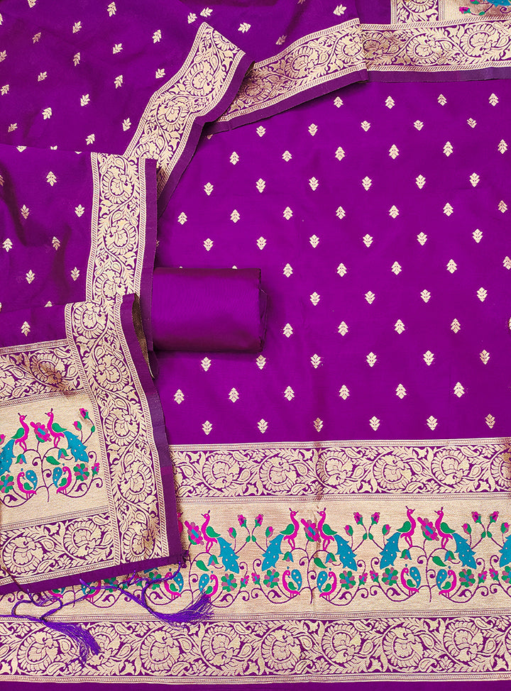 Silk Banarasi Patola woven Unstitched Salwar Suit Dress Material With Dupatta | DEVANGI