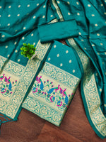 image, Silk Banarasi Patola woven Unstitched Salwar Suit Dress Material With Dupatta | DEVANGI
