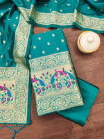 image, Silk Banarasi Patola woven Unstitched Salwar Suit Dress Material With Dupatta | DEVANGI
