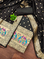 image, Silk Banarasi Patola woven Unstitched Salwar Suit Dress Material With Dupatta | DEVANGI
