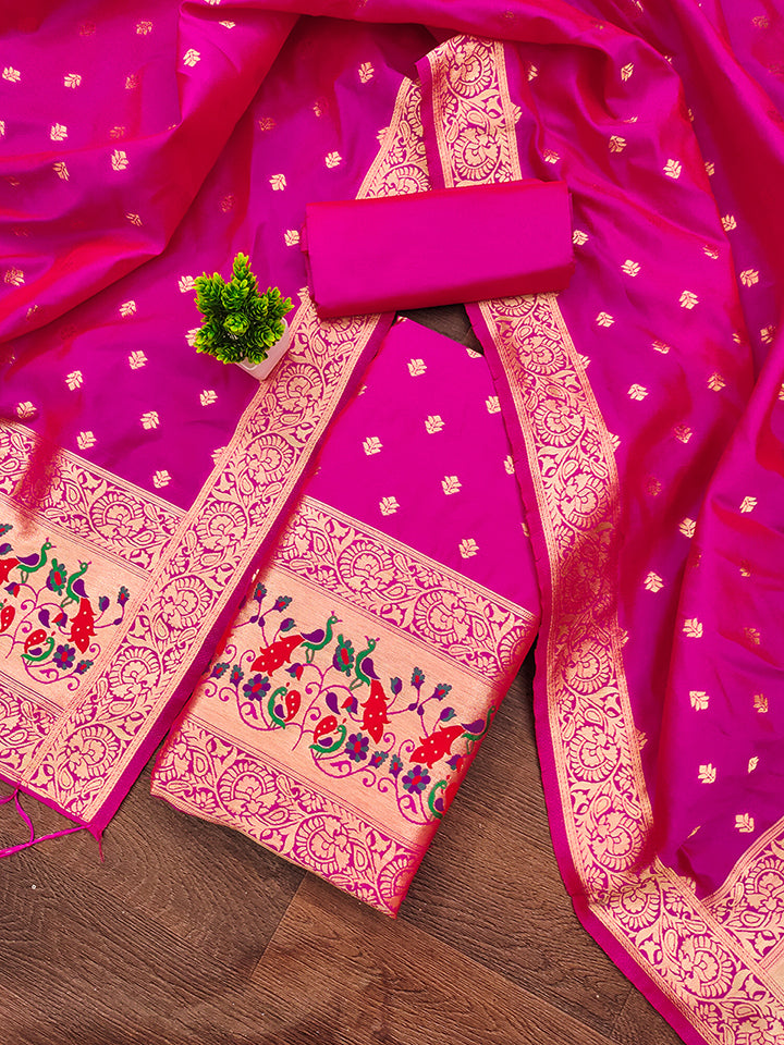 Silk Banarasi Patola woven Unstitched Salwar Suit Dress Material With Dupatta | DEVANGI