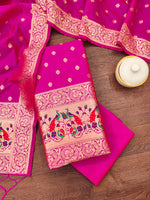 image, Silk Banarasi Patola woven Unstitched Salwar Suit Dress Material With Dupatta | DEVANGI
