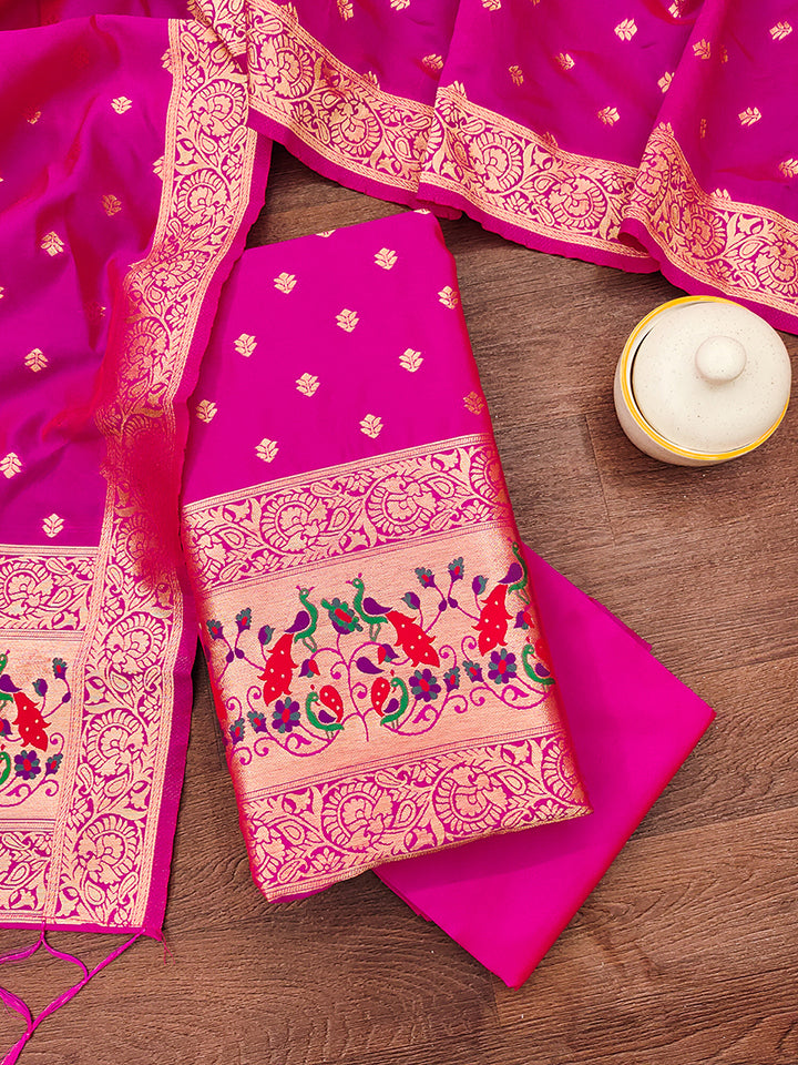 Silk Banarasi Patola woven Unstitched Salwar Suit Dress Material With Dupatta | DEVANGI