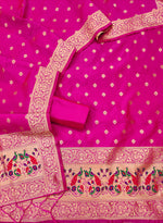 image, Silk Banarasi Patola woven Unstitched Salwar Suit Dress Material With Dupatta | DEVANGI
